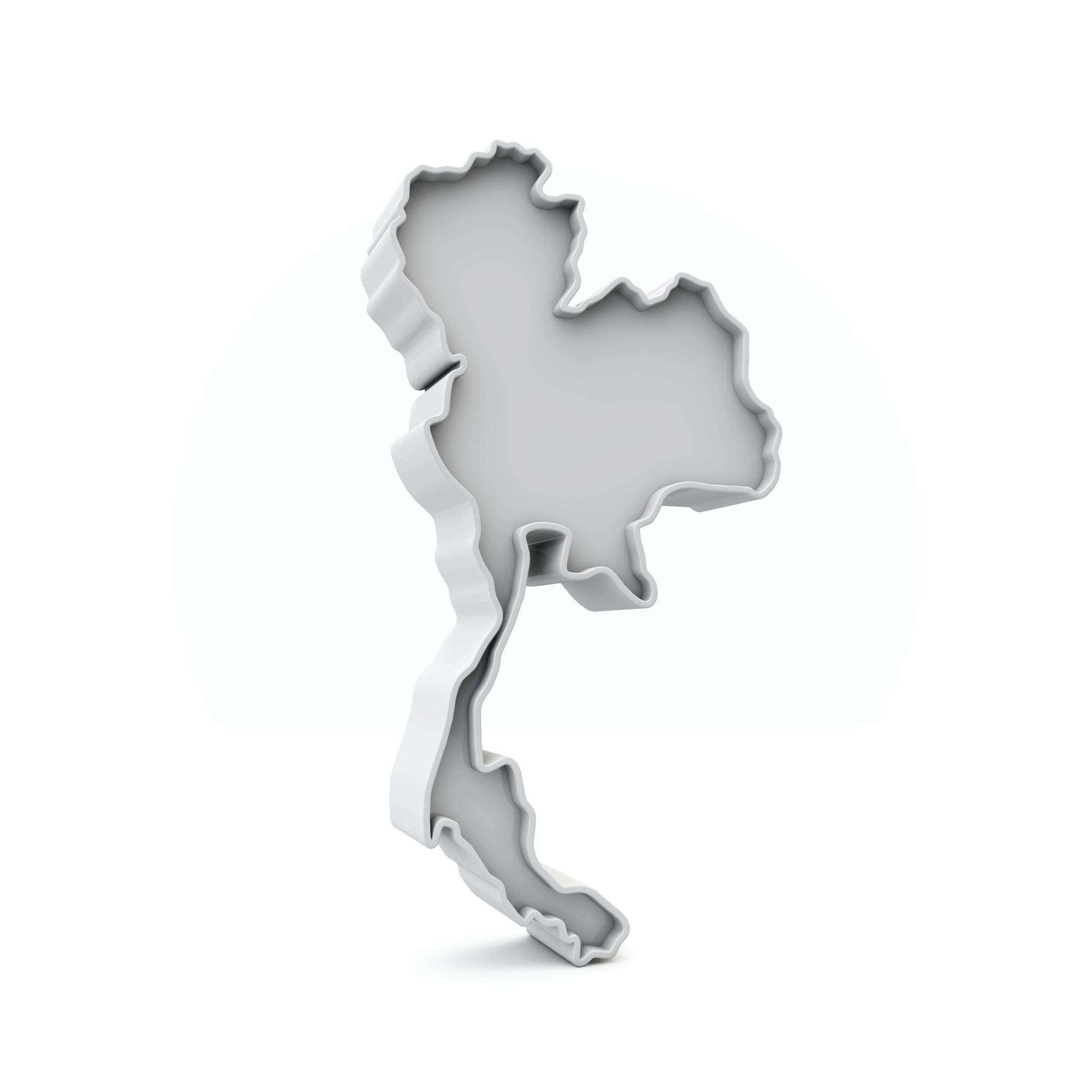 Thailand simple 3D map in white grey. 3D Rendering